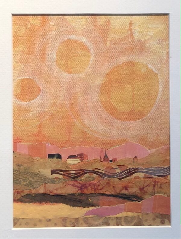 Kate Jones, teacher, "Golden Hour," mixed media.