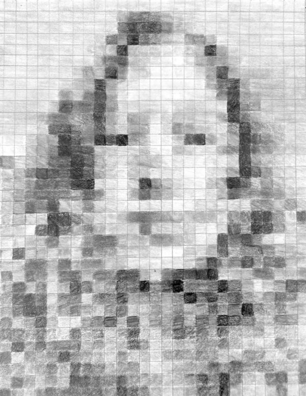 Eva Pauwels grade 10 “pixel portrait” graphite 11×14 in